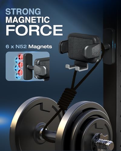 OEO Phone Holder with Magnetic Base for Golf Cart, Gym| Strong Magnetic Phone Mount with Quick Release Clamp for Android & iPhone | Compatible with 4”–7.1” Phones & Thick Cases