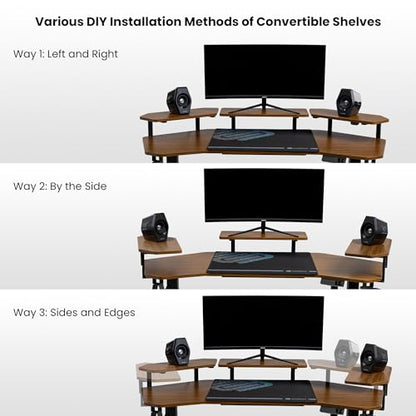 EUREKA ERGONOMIC Aero 55 Inch W Shaped Electric Standing Desk, Height Adjustable Computer Gaming Desk with LED Monitor Shelf, Mouse Pad, Headphone Hook, Cup Holder, Dark Walnut - color: Walnut, size: 55"W x 35"H-Adjustable