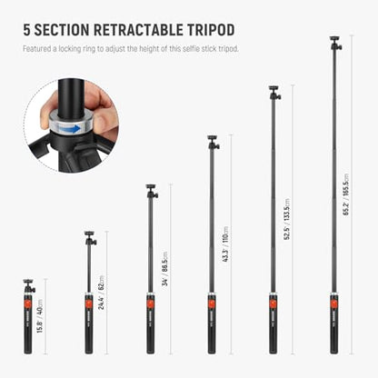 NEEWER Tripod for Cell Phone & Camera with Remote & Phone Holder Compatible with iPhone GoPro Canon Sony DSLR, 62.9" All Metal Portable Selfie Stick Travel Vlog Stand for Video Recording, TS05