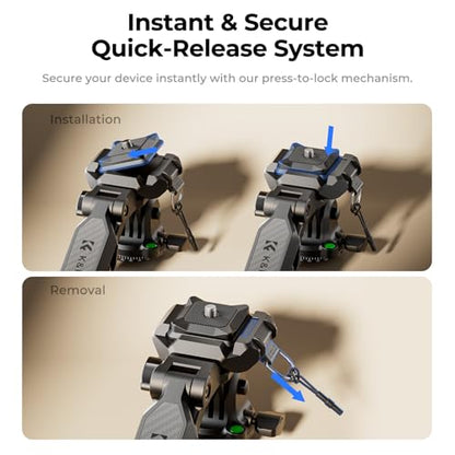 K&F CONCEPT Lightweight Camera Tripod for Phone, 16.7"(42.5cm) Folded with Quick Release Plate, Phone Holder & Strap, Max 62.2"(158cm) Height, 3kg Load, Camera Stand for Photography & DSLR/iPhone