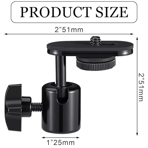 Konohan 2 Pack Camera Mount Mic Stand Adapter Ball-and-Socket Head Mic Stand Adapter Fits Standard 1/4-20 Camera Threads