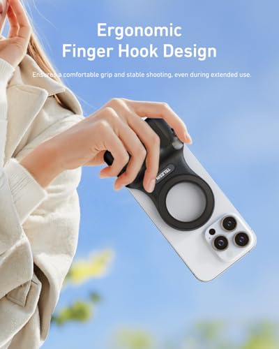 TELESIN Fun Shot Magnetic Phone Camera Grip+ C03 Magnetic Selfie Light Creator Kit Compatible with iPhone Magsafe & Android, Bundle Kit for Selfies/Photography/TikTok/Zoom Calls/Video (Black) - color: Black