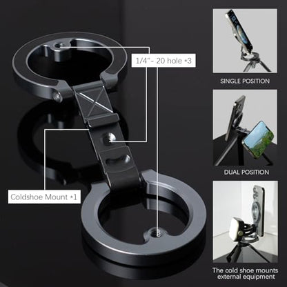Dual Magnetic Phone Holder, 1/4" Screw Tripod Mount, Gym Magnetic Phone Stand for Car (Black)