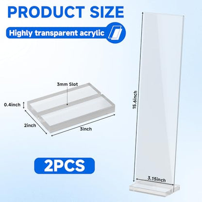 2 Pack Acrylic Monitor Memo Board with Removable Base, Portable Sticky Note Holder, Transparent Message Board Sign for Laptop, Desktop