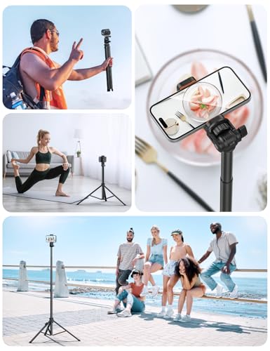 86'' Phone Tripod & Selfie Stick, Tripod for iPhone with Detachable Remote, Portable Phone Tripod Stand for Video Recording, Travel Tripod for Cell Phone, Compatible with Smartphones, DSLR - style: 86‘’