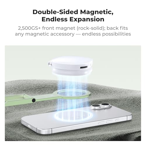 K&F CONCEPT 7mm 59g Magnetic Phone Stand, Foldable Selfie Stick for iPhone, Dual-Sided Magnets Mini Tripod Pocket Cell Phone Stand with Hook, Compatible with iPhone 17-12 Series Android Phones - color: Green