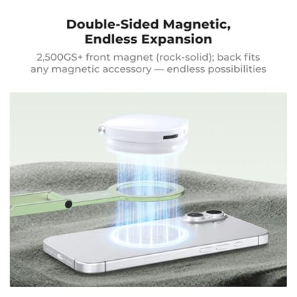 K&F CONCEPT 7mm 59g Magnetic Phone Stand, Foldable Selfie Stick for iPhone, Dual-Sided Magnets Mini Tripod Pocket Cell Phone Stand with Hook, Compatible with iPhone 17-12 Series Android Phones - color: Green