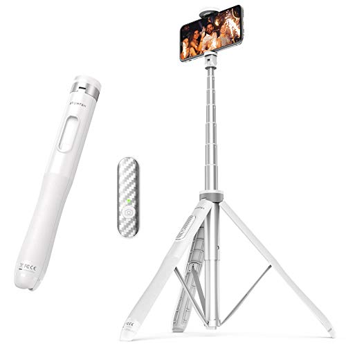 ATUMTEK 51" Selfie Stick Tripod, All in One Extendable Phone Tripod Stand with Bluetooth Remote 360° Rotation for iPhone and Android Phone Selfies, Video Recording, Vlogging, Live Streaming, White - color: White, size: 51 inches