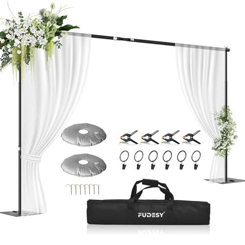 FUDESY Backdrop Stand Heavy Duty, 10x10ft Adjustable Photo Background Pipe and Drape Backdrop Stand Kit with Metal Base for Photography Parties Birthday Video Studio - size: 10x10ft