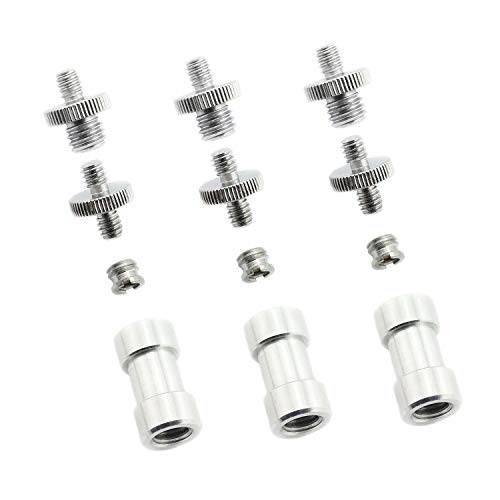 3 Sets 1/4 Inch to 3/8 Inch Threaded Screw Mount Adapter Set for Camera Tripod Monopod DSLR Camera Flash Trigger - Female to Female Adapter, Male to Male Screw, Reducer Bushing Screw