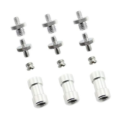 3 Sets 1/4 Inch to 3/8 Inch Threaded Screw Mount Adapter Set for Camera Tripod Monopod DSLR Camera Flash Trigger - Female to Female Adapter, Male to Male Screw, Reducer Bushing Screw