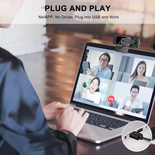 skybess 1080P HD Webcam, Live Stream Web Camera with Microphone and Privacy Cover - 110° View USB Webcam for PC Zoom Video Conferences, Calls, Skype, YouTube, Facetime, etc - Plug and Play