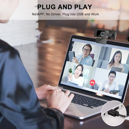 skybess 1080P HD Webcam, Live Stream Web Camera with Microphone and Privacy Cover - 110° View USB Webcam for PC Zoom Video Conferences, Calls, Skype, YouTube, Facetime, etc - Plug and Play