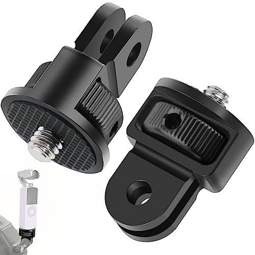 Aluminum Alloy Tripod Adapter,2pcs ¼-20 Conversion for Tripod Mount Adapter,Compatible with GoPro Action Camera / Insta360 / DJI OSMO/Series Action Camera and Other Standard 1/4 inch Accessories - color: silver black