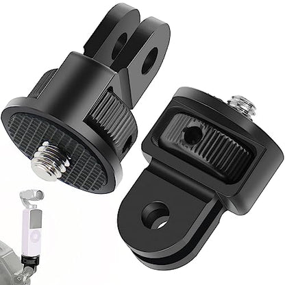 Aluminum Alloy Tripod Adapter,2pcs ¼-20 Conversion for Tripod Mount Adapter,Compatible with GoPro Action Camera / Insta360 / DJI OSMO/Series Action Camera and Other Standard 1/4 inch Accessories - color: silver black