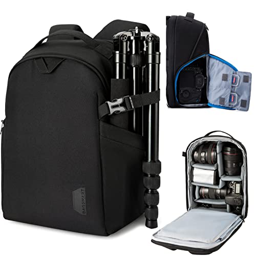 BAGSMART Small Camera Bag Backpack, DSLR SLR Camera Case Fits 13.3 Inch Laptop, Waterproof Photography Backpacks with Rain Cover Tripod Holder for Women Men, Black - color: Black, size: Small