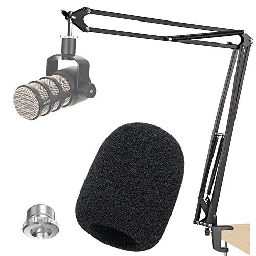 20+18.5in Rode Podmic Stand with Pop Filter, Professional Boom Arm and Windscreen for Rode PodMic Cardioid Dynamic Podcasting Microphone by YOUSHARES - color: 20+18.5in