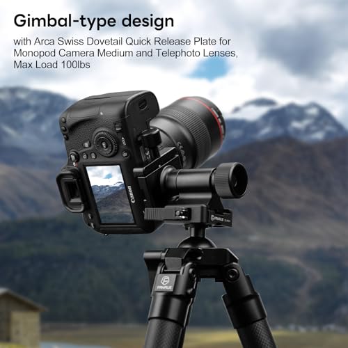 Monopod Gimbal Head with Arca-Swiss Dovetail Quick Release Plate | Rapid Side-Saddle Tilt Adjustment for Telephoto Lenses | Tripod Mount | Professional Photography & Video Gear for DSLR/Camcorders