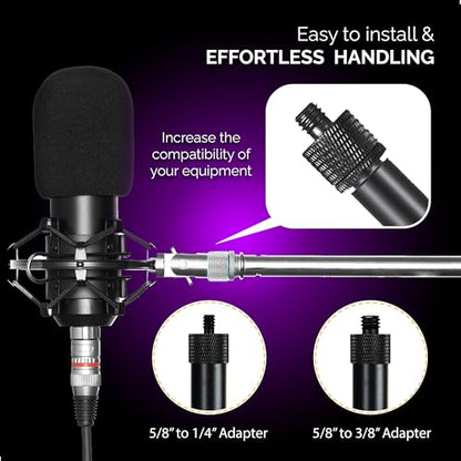 IXTECH Mic Stand Adapter Set 8 pieces Metal Microphone Stand Screw Thread Adapter 5/8 Female to 3/8 Male 3/8 Female to 5/8 Male 5/8 Female to 1/4 Male 1/4 Female to 5/8 Male Tripod Adapter ADP03A Blck - color: Black