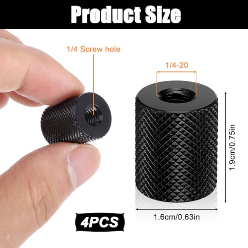 4 Pcs 1/4-20 Double Female Thread Tripod, Metal Camera Screw 1/4 to 1/4 Converter, Tripod Nut Connector for Magic Arm, Light Stand, Microphone Stand, Electric Rail, Camera Mount