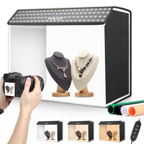 PULUZ 24x16 inch Photo Box, Large Photo Studio Light Box Photography, Professional 3000-6500k Dimmable Shooting Tent Kit with 672 LED Lights & 4 Backdrop for Jewelry and Food Product Photography - size: 24*16 Inch