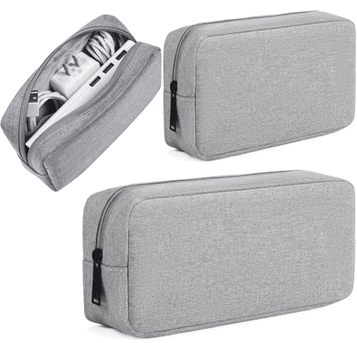 CAAORDKSO 2PCS Electronics Organizer Travel Case, Electronic Accessories Bag, Waterproof Accessories Storage Pouch for Power Bank, Cable, Cord, Charger, Mouse, Various Accessories (Small+Big-Gray) - color: Gray (Small+Big)