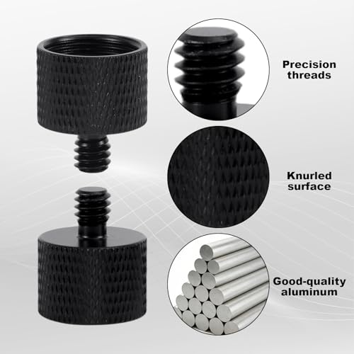 13pcs Microphone Stand Adapter Screws with Extension Tubes, Aluminum Alloy 3/8" to 5/8" & 1/4" Thread Converters Mic Screw Adapter Accessories for Mic Boom Arm Mount Camera Tripod Fill Light - style: Adapter screw+extension tube set