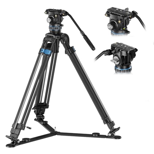 SIRUI Professional Video Tripod, Carbon Fiber Fluid Head, 5kg/11lbs, Stepless +90°/-70° Tilt & 360° Pan, One-Step Height Adjustment, QR Plate for DJI RS Series, Max 70.9in for DSLR Camcorder(SQ75+S5X) - style: Carbon Fiber Tripod