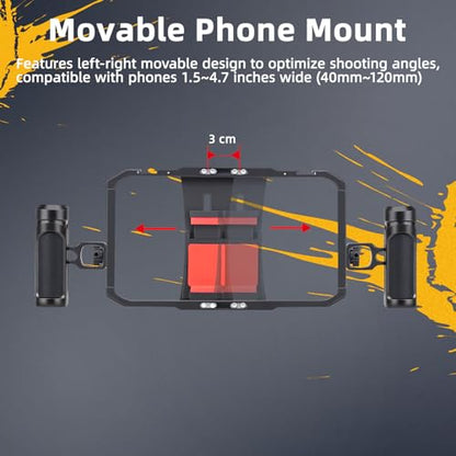 Zeadio All-in one Smartphone Camera Stabilizer Kit, Portable Handheld Video Rig with Aluminum Smarphone Cage Rig, RGB Video Light and Microphone for All Camera DSLR Smartphones etc - style: Pro Kit