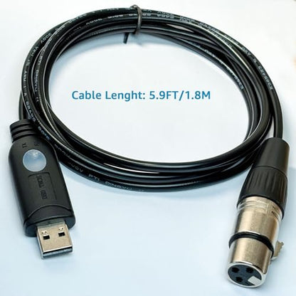 DSD TECH SH-RS09B USB to DMX Cable Support Freestyler, QLC+, Dmxcontrol, Lightkey, Lightjams, Soundswitch and Pi Open Lighting (1.8M/5.9FT) - size: 5.9FT