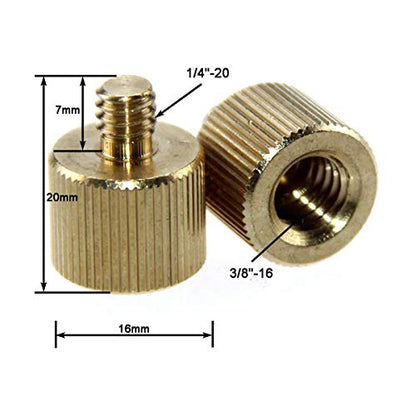 CAMVATE 3/8"-16 Female to 1/4"-20 Male Screw Adapter for tripod(2 Pieses)