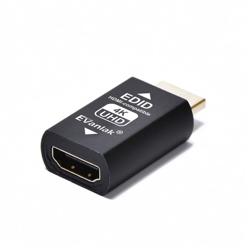 EVanlak Hdmi Edid Emulator Passthrough 3rd Generrtion Premium Aluminum Eliminated Emulator Adapter Work with Mac Thunderbolt to HDMI Switches/Extender/AV Receiver/Video Splitters 1080-3840x2160@60H - color: HDMI EDID 4K-1P