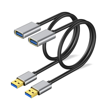 (2Pack) 1.6ft USB Extension Cable, USB 3.0 A Male to Female Extender Cable, 5Gbps High-Speed Data Transfer, Gold-Plated & Anti-Interference Compatible with Keyboard/Mouse/Printer/VR/Webcam/Hard Drive - size: 1.6ft+1.6ft