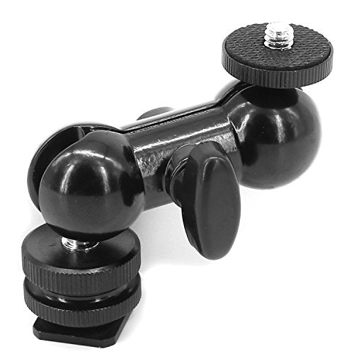Ball Head Shoe Mount 1/4" Hot Shoe Mount Double Ballhead 1/4" Tripod Screw Multi-Function for LCD Monitors,Led Light,Microphone