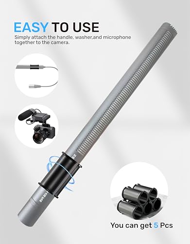 5pcs Microphone Shock Mount Rubber Sleeve, Compatible with Sony Camcorder Rode NTG, Sennheiser MKH Shotgun Mic FX3,FS7,FX6,FX8,FX9,NX80,FS5