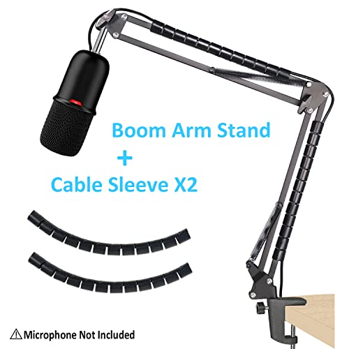 HyperX SoloCast Mic Boom Arm Stand - Professional Adjustable Scissor Microphone Boom Arm with Cable Sleeve Compatible with HyperX SoloCast Microphone by YOUSHARES - color: Boom Arm Set（C）for HyperX SoloCast
