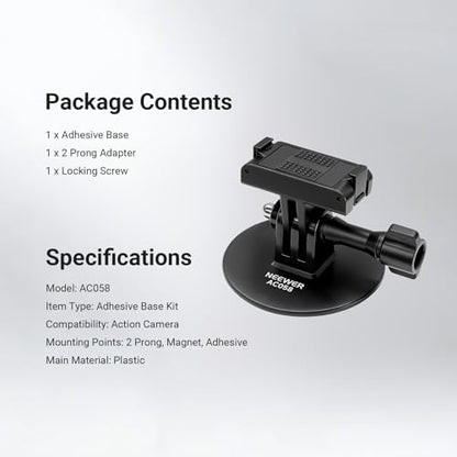 NEEWER Adhesive Base Mount Kit Compatible with DJI Osmo Nano/Osmo 360/Action 6 5 Pro 4 3, Magnetic Quick Release Adapter Stand Bracket Action Camera Accessories for POV Video Recording, AC058 - style: AC058