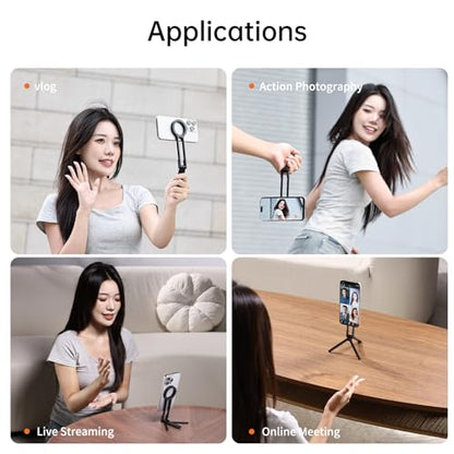 ULANZI MA30 Magnetic Phone Tripod Stand for iPhone - Aluminium Maglock Smartphone Mini Tripod Pocket Cell Phone Stand Strong Magnet Quick Mount Compatible with iPhone 17 16 15 14 13 12 Series, Black - color: Black
