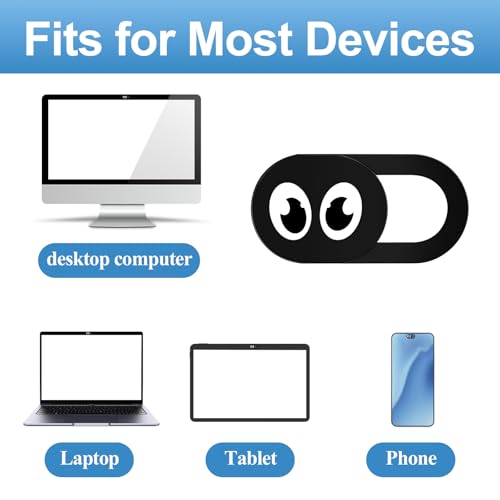 8PCS Webcam Cover Slide Laptop Camera Cover Ultra Thin Laptop Camera Cover, Phone Computer Camera Cover Slide Web Cam Privacy Cover Camera Blocker for Cell Phone Desktops Pc Tablet (Black)