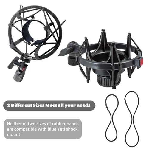 8 Pcs Universal Microphone Shock Mount Rubber Bands Black Elastic Replacement Rings Shock Mount Holder Clamp Clip 2 Sizes