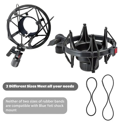 8 Pcs Universal Microphone Shock Mount Rubber Bands Black Elastic Replacement Rings Shock Mount Holder Clamp Clip 2 Sizes