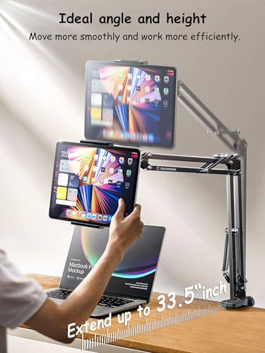 CACENCAN Foldable Tablet Stand, Tablet Stand Adjustable for Bed,Universal Flexible Tablet Holder with 360 Degree Rotation for iPad/iPhoneX/iPad Pro/N-Switch,or Other 4.5~12.9 Inches Devices - color: Black