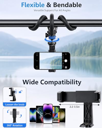 UBeesize Vlogging Kit for iPhone/Android, YouTube Starter Kit with Wireless Lavalier Microphone, Full & Flexible Tripods, LED Fill Light, for Tiktok Content Creators, Video Recording & Live Streaming
