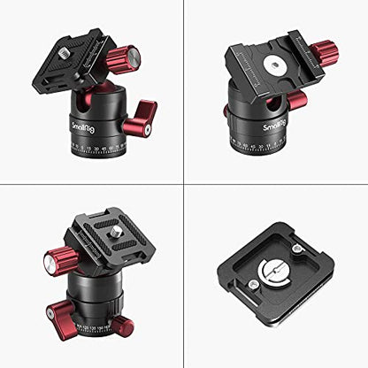 SmallRig 360 Rotating Panoramic Tripod Ball Head, Max Load 5kg / 11lbs | 360 Ballhead with 1/4 inch Quick Shoe Plate, for Tripod Monopod Slider DSLR Camera Camcorder