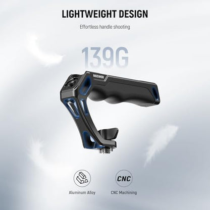 NEEWER Camera Top Handle with 3/8" Wing Screw & Locating Pins for ARRI, Nonslip Silicone Grip with 1/4" & 3/8" Threads, Cold Shoes, Compatible with SmallRig Camera Cage Accessories, CA107 - style: CA107