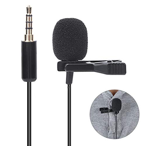 Lavalier Microphone, Professional Grade Omnidirectional Lapel Mic with Easy Clip on System for Recording Interview/Video Conference/Podcast/Voice Dictation/Phone