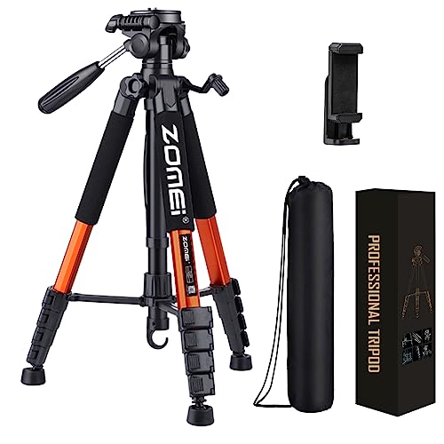 Tripod Camera Tripods, 74" Heavy Duty Tall Camera Stand Tripod with Phone Holder, Compatible with DSLR Cameras,Cell Phones,Projector,Webcam,Spotting Scopes(Orange) - color: Orange
