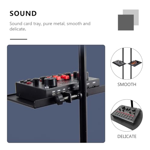 Clamp Microphone Stand Tray Holder for Live Streaming with Sound Card Storage Raised Edge Bracket for Picks Capos Phones and Accessories