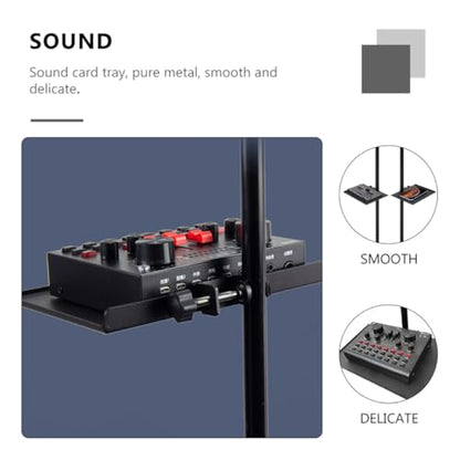 Clamp Microphone Stand Tray Holder for Live Streaming with Sound Card Storage Raised Edge Bracket for Picks Capos Phones and Accessories