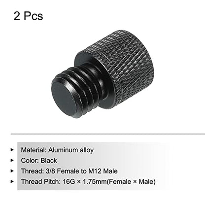 MECCANIXITY Mic Stand Adapter 3/8 Female to M12 Male Camera Screw Thread Adapter for Microphone Tripod Stand Black 2 Pack - size: M12